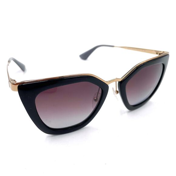 Prada Cinema Sunglasses Cat Eye Black Frame Gold Trim Gradient Lens SPR 53S - Picture 1 of 13